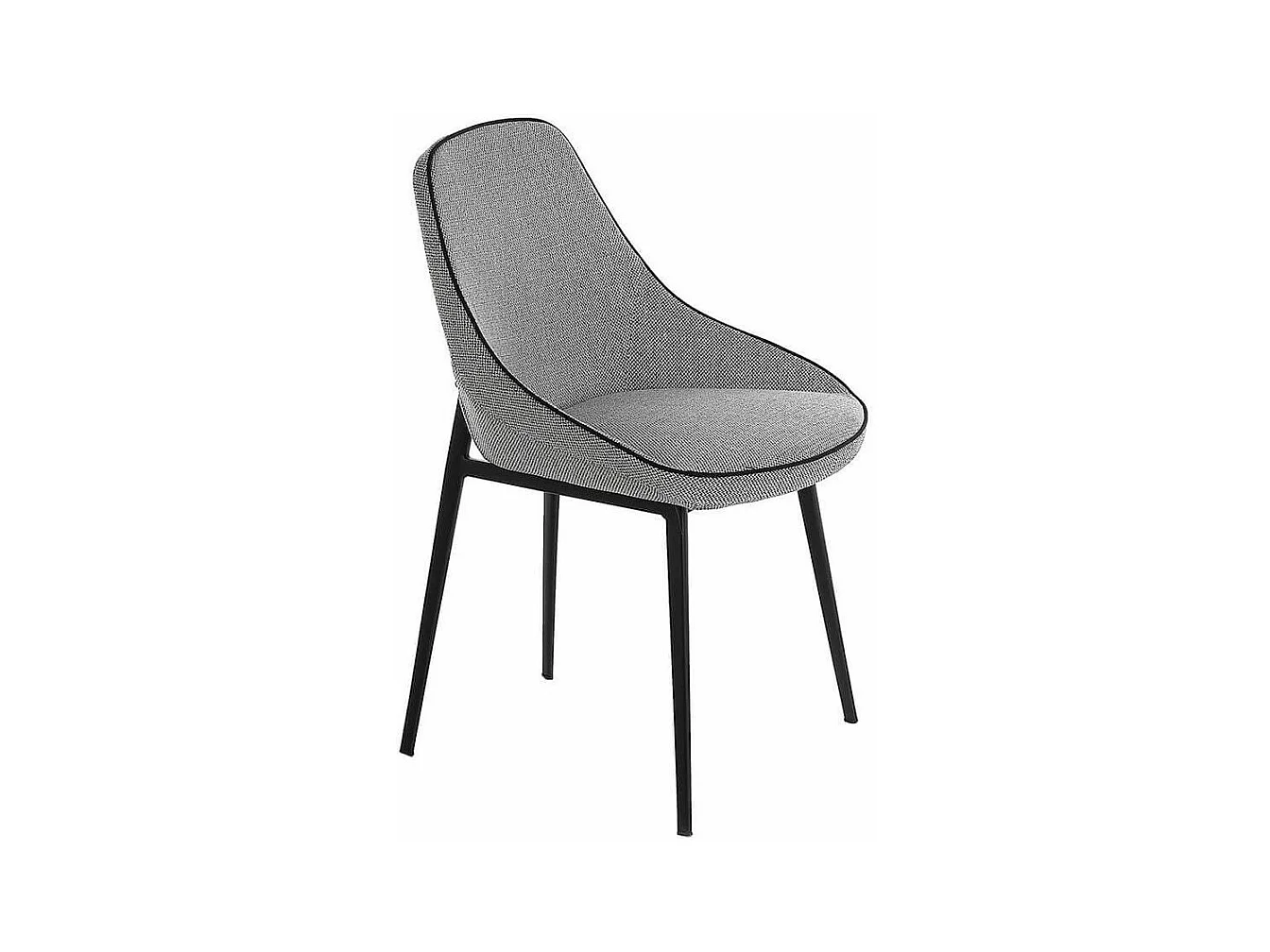 Chaise en tissu gris et pieds en acier noir Kabesa - Lot de 2-Couleur MIRAGE 45