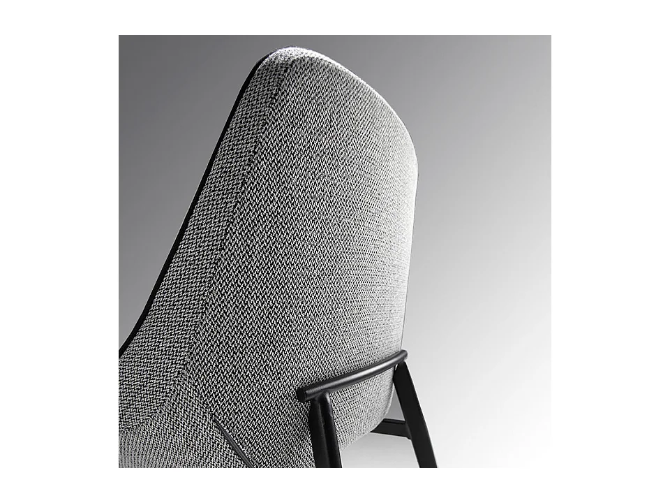 Chaise en tissu gris et pieds en acier noir Kabesa - Lot de 2-Couleur MIRAGE 45