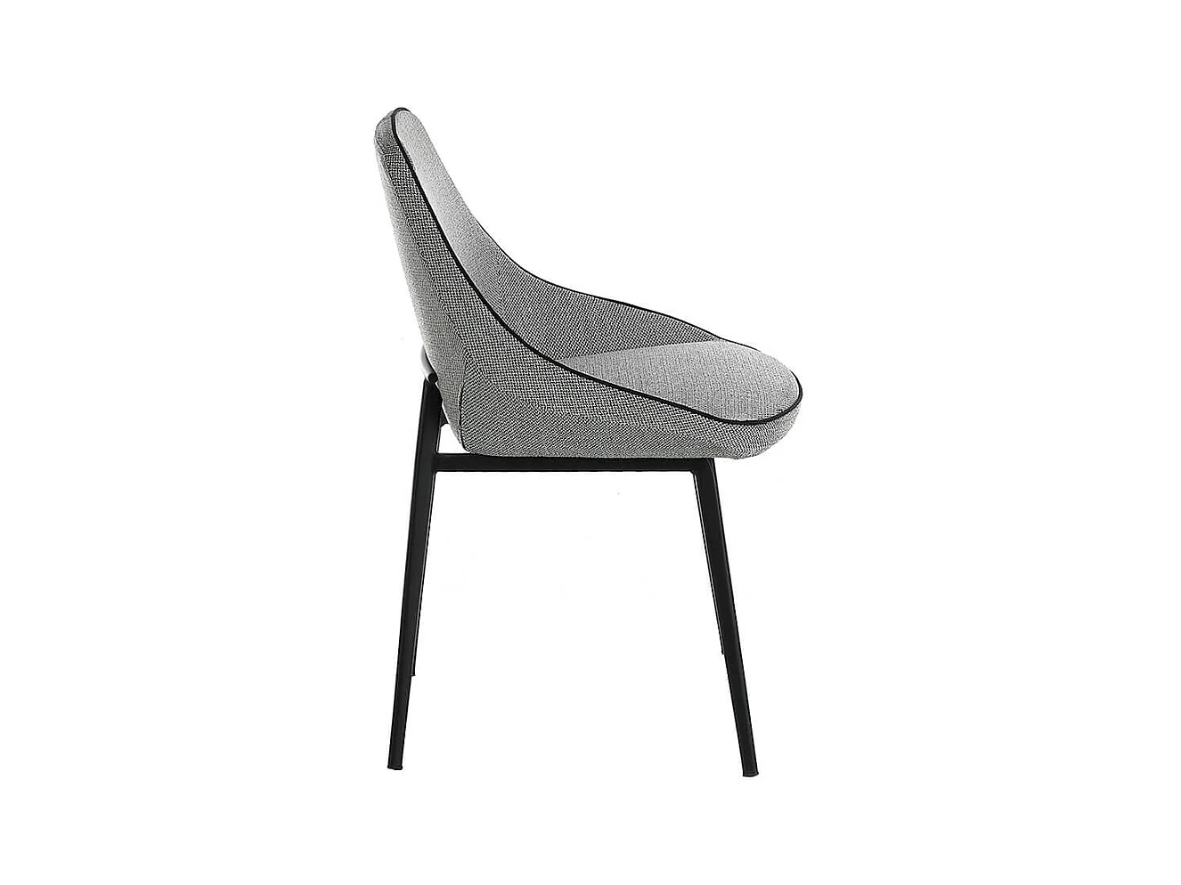 Chaise en tissu gris et pieds en acier noir Kabesa - Lot de 2-Couleur MIRAGE 45