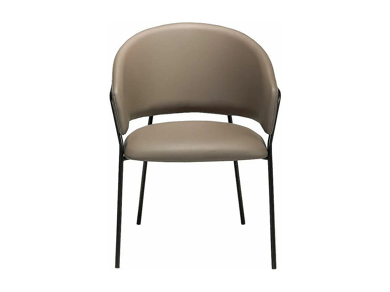 Chaise similicuir de vison et pieds acier noir Rody - Lot de 2-Couleur MIRAGE 05