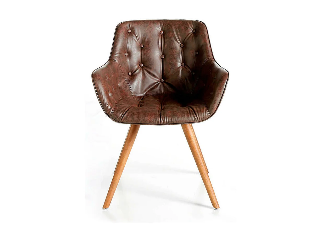 Chaise design bois massif de frêne et simili cuir capitonné Kida - Lot de 2-Couleur Aqua 11 Camel