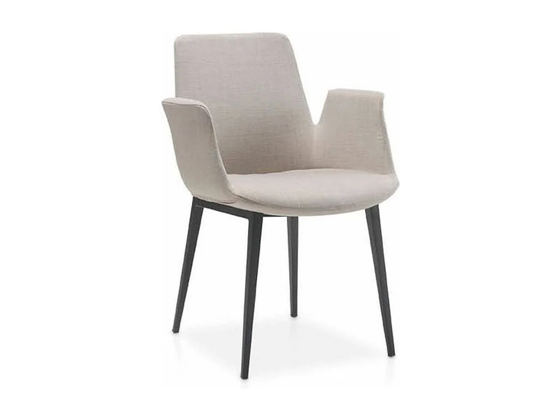 Chaise avec accoudoirs tissu et pieds acier noir Kanawa - Lot de 2-Couleur MIRAGE 01