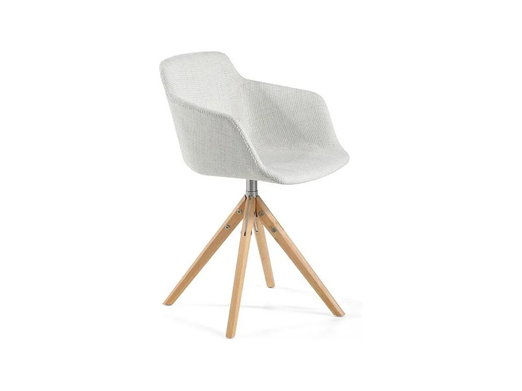 Chaise pivotante tissu et pieds frêne massif clair Elabola-Couleur MIRAGE 01