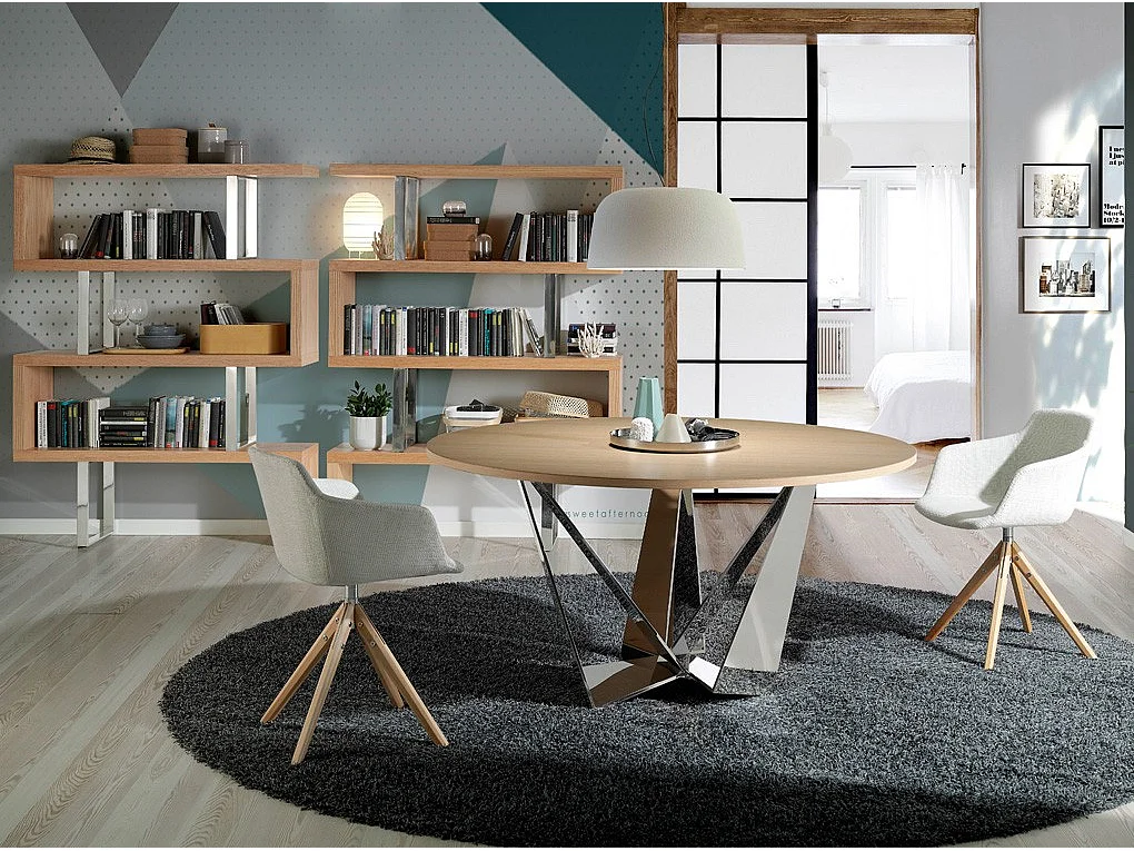 Chaise pivotante tissu et pieds frêne massif clair Elabola-Couleur MIRAGE 01