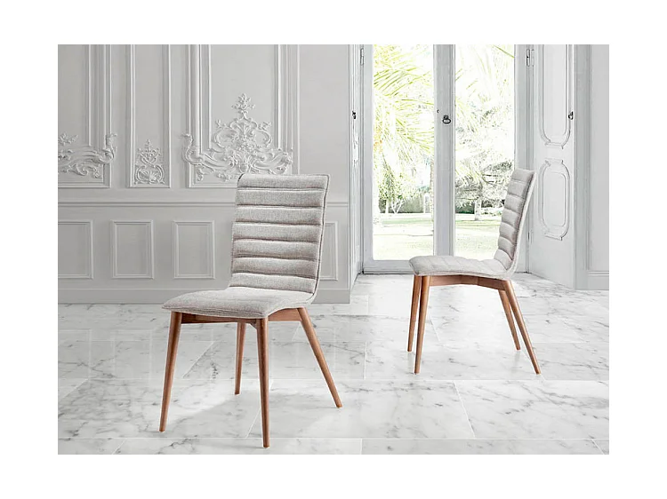 Stoel in walnootkleurig essenhout en Luza stof - Set van 2-Kleur MIRAGE 46