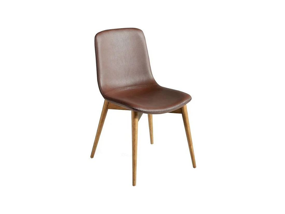 Chaise similicuir et bois de frêne massif Pandora - Lot de 2-Couleur Aqua 00 Blanc