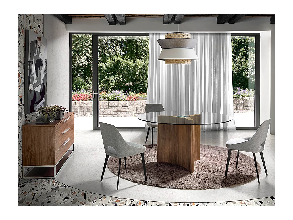 Chaise en tissu blanc et pieds en acier noir Barbra - Lot de 2-Couleur DUO 40
