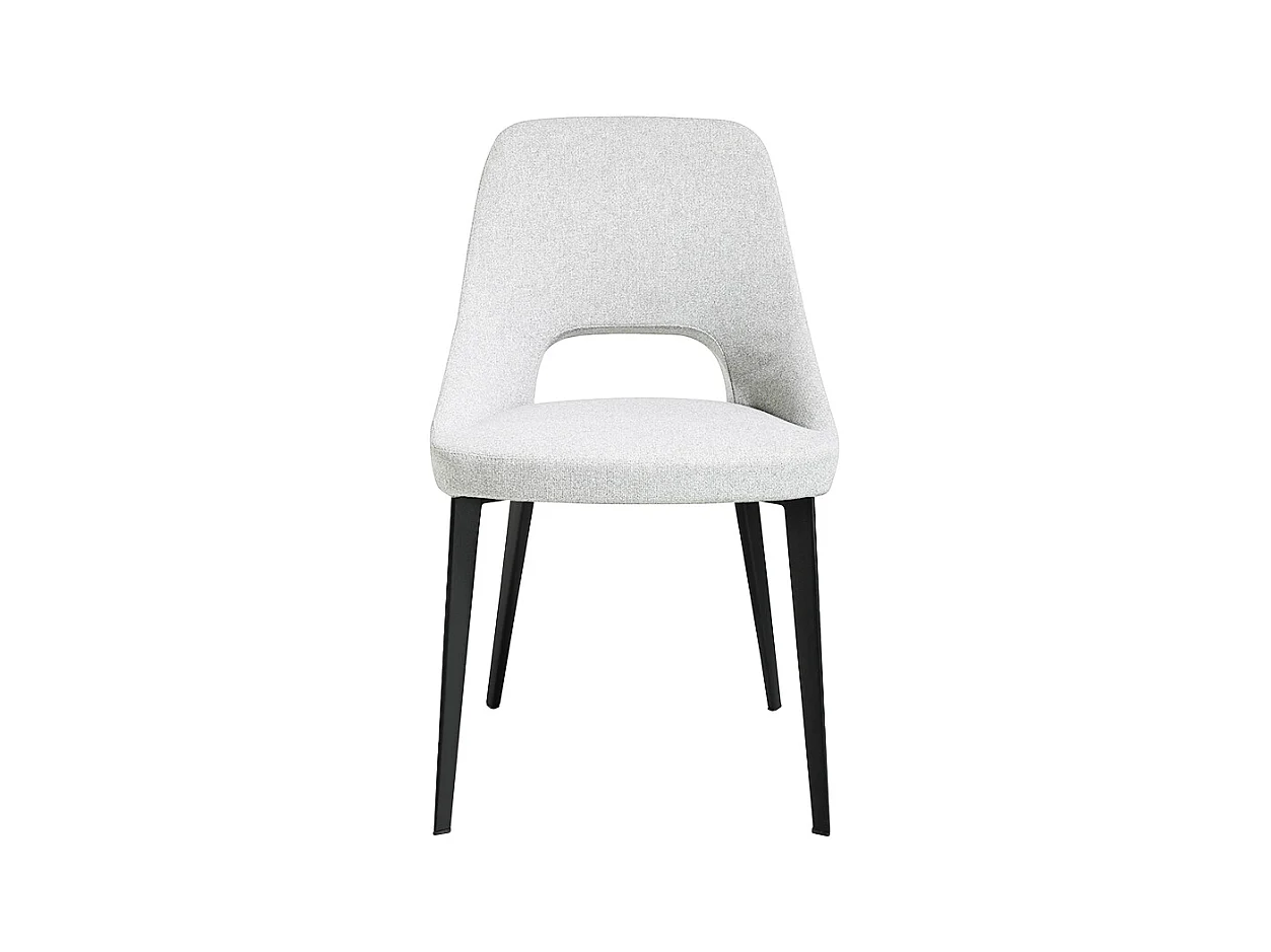 Chaise en tissu blanc et pieds en acier noir Barbra - Lot de 2-Couleur DUO 40