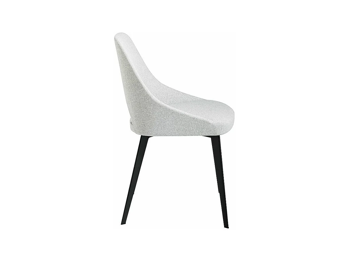 Chaise en tissu blanc et pieds en acier noir Barbra - Lot de 2-Couleur DUO 40