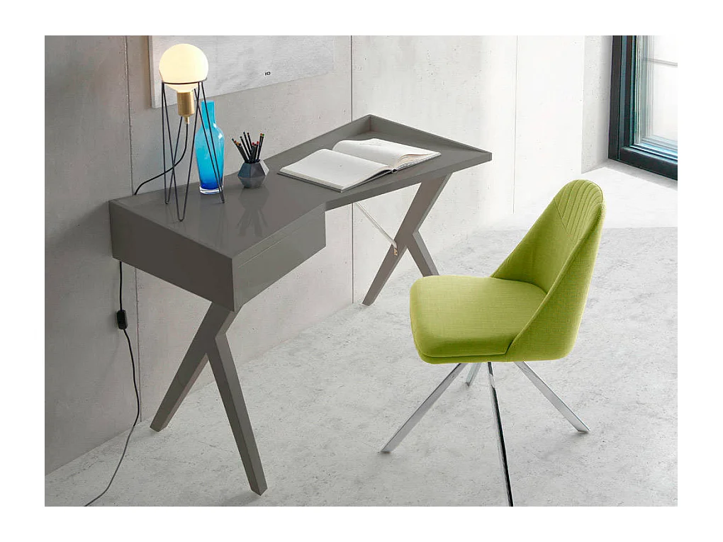 Chaise design simili cuir et pieds acier chromé Manoro-Couleur Aqua 02 Crème
