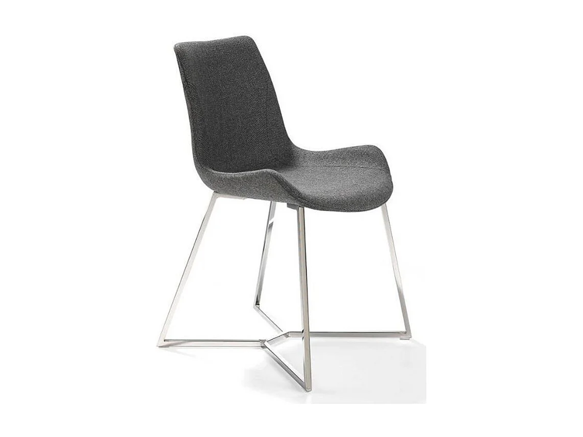 Chaise moderne simili cuir et pieds acier chromé Dana - Lot de 4-Couleur Aqua 07 Sable