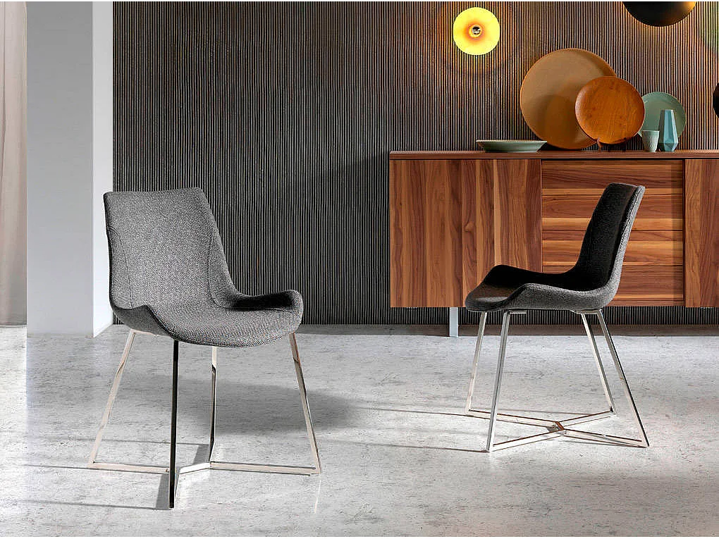 Dana moderne kunstleren stoel en chroomstalen poten - Set van 4-Kleur Aqua04 Beige