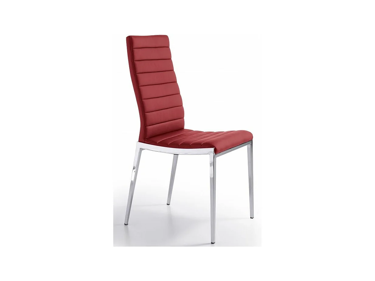 Chaise capitonnée design simili cuir et acier chromé Dina - Lot de 4-Couleur Aqua 82 Taupe