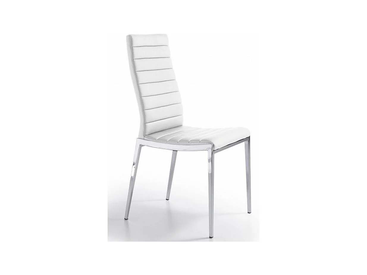 Chaise capitonnée design simili cuir et acier chromé Dina - Lot de 4-Couleur Aqua 82 Taupe