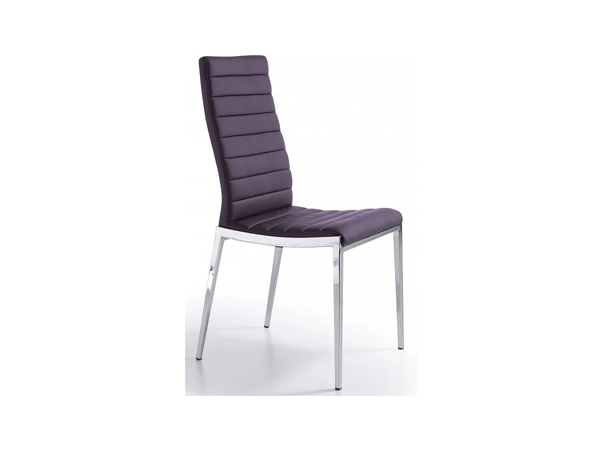 Chaise capitonnée design simili cuir et acier chromé Dina - Lot de 4-Couleur Aqua 82 Taupe