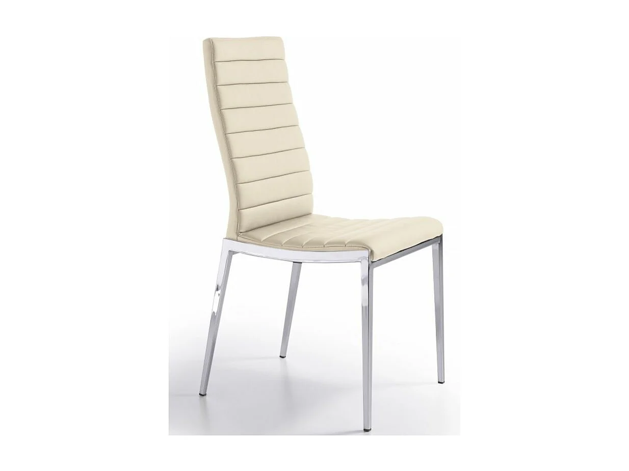 Chaise capitonnée design simili cuir et acier chromé Dina - Lot de 4-Couleur Aqua 82 Taupe