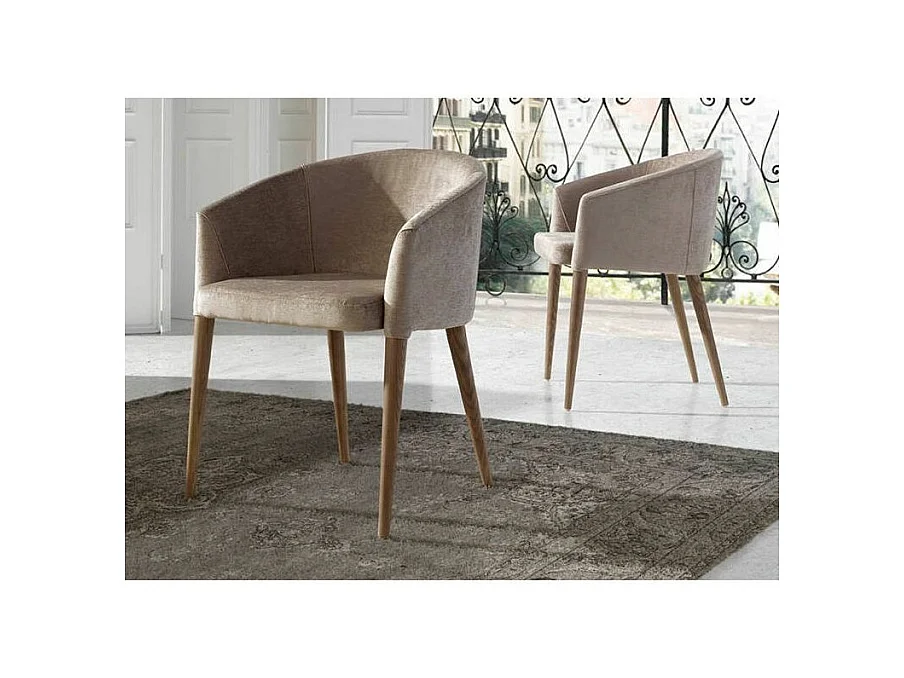 Chaise en bois de frêne et tissu beige Amandine - Lot de 2-Couleur Aqua 11 Camel