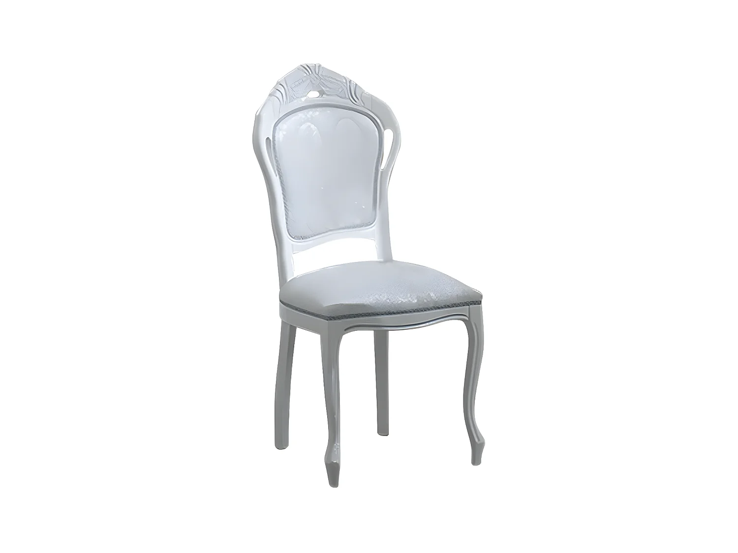 Chaise bois laqué blanc et assise tissu doux gris clair Verko