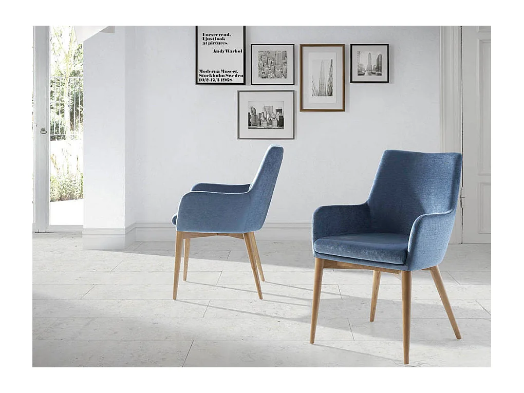 Fauteuil van notenhout en Orna-stof - Set van 2-Kleur DUO 01