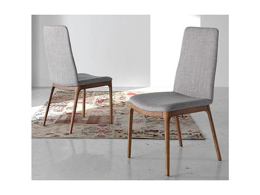 Chaise en tissu et bois de frêne couleur noyer Lazy - Lot de 2-Couleur DUO 52