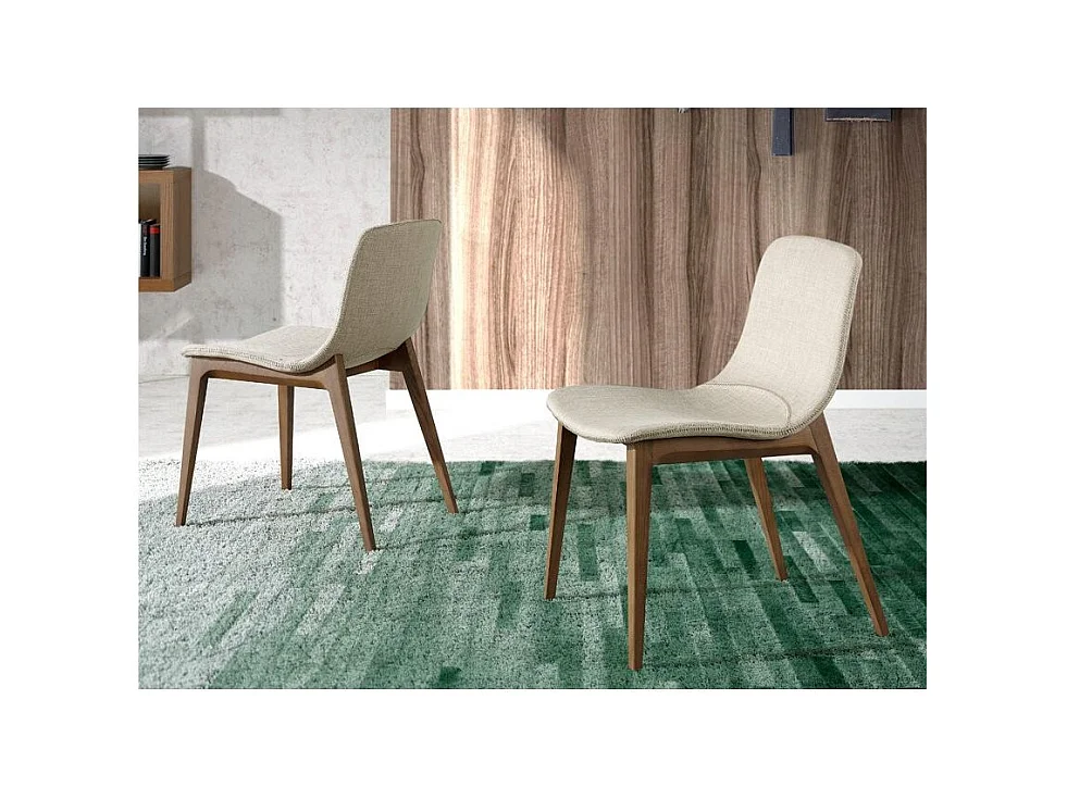 Silla Béa de madera de fresno y tela beige - Juego de 2-Color Aqua 11 Camel