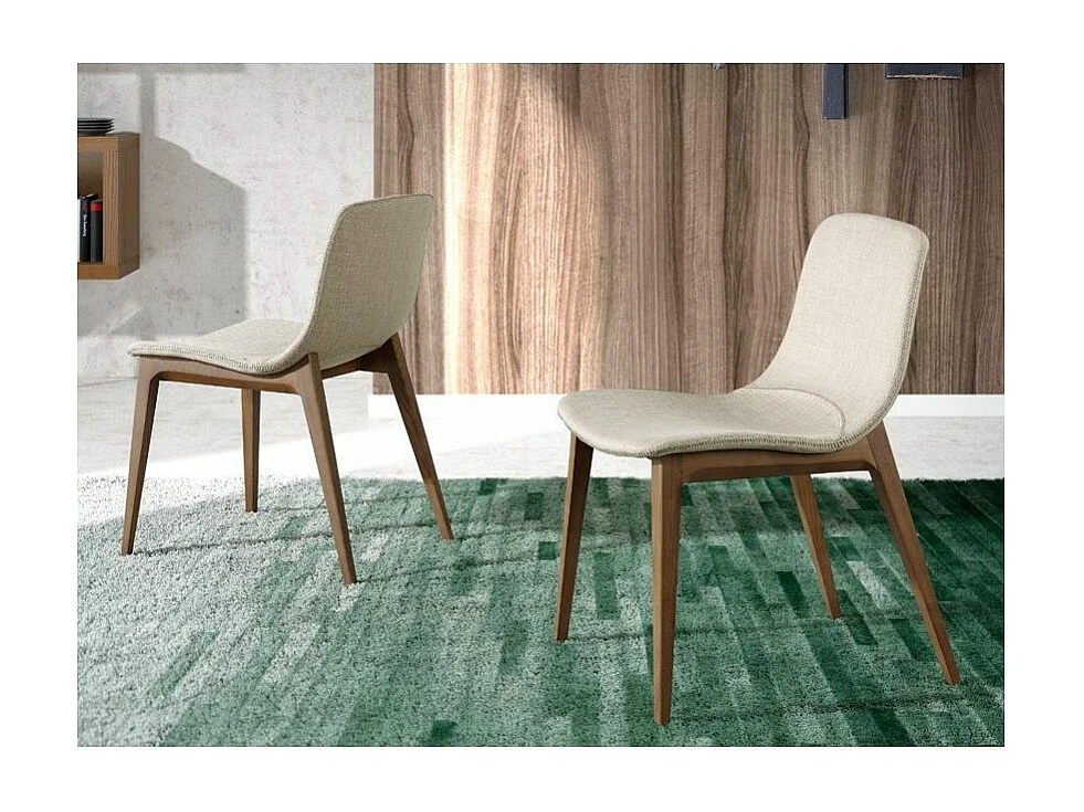 Chaise en bois de frêne et tissu beige Béa - Lot de 2-Couleur Aqua 82 Taupe