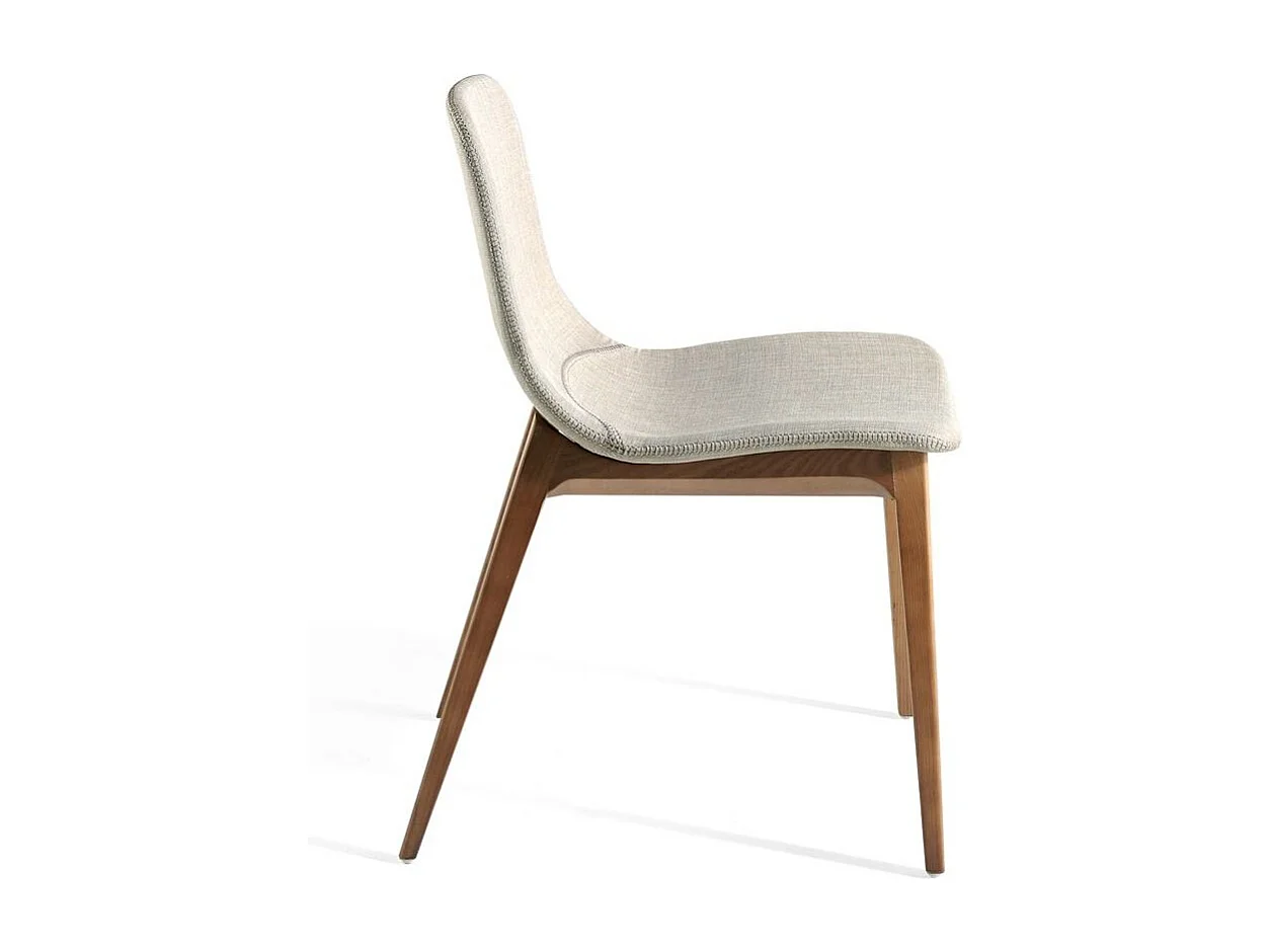 Chaise en bois de frêne et tissu beige Béa - Lot de 2-Couleur Aqua 82 Taupe