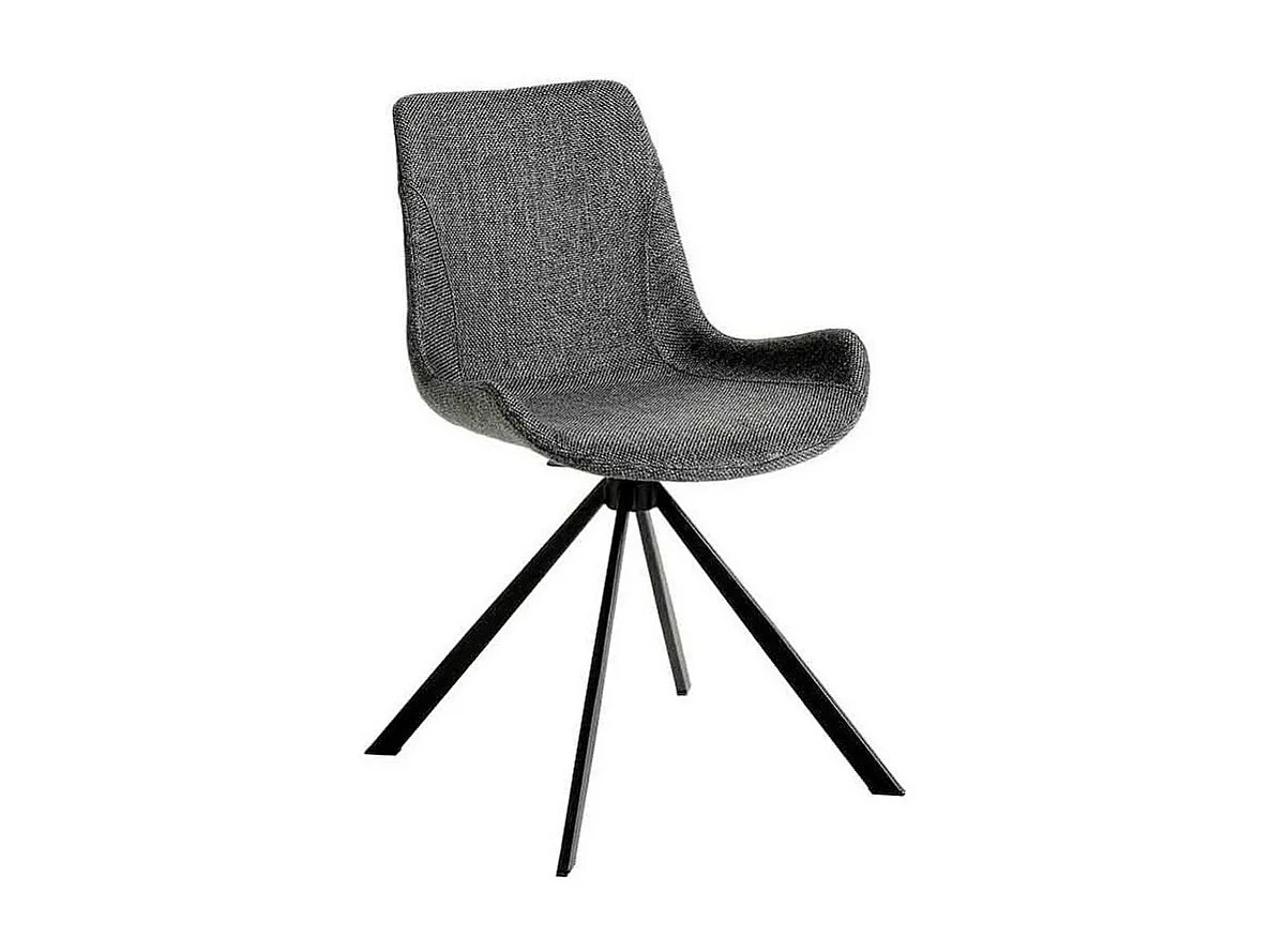 Chaise pivotante tissu gris et pieds acier noir Ella - Lot de 2-Couleur MIRAGE 24