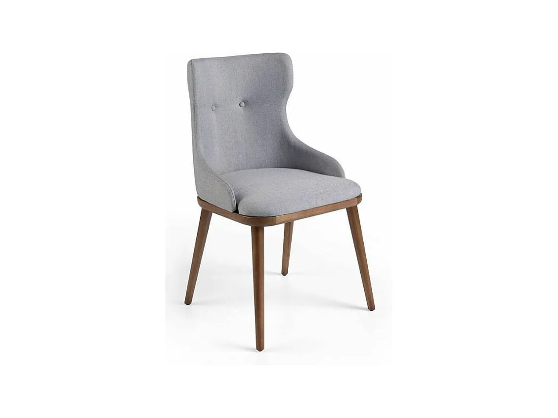 Chaise capitonnée avec accoudoirs tissu et pieds frêne massif noyer Panagora-Couleur DUO 01