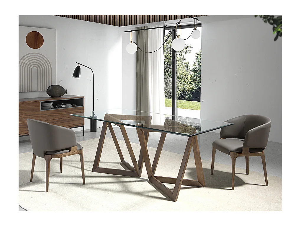 Chaise en bois de frêne et cuir taupe Alissia-Couleur Aqua 90 Noir
