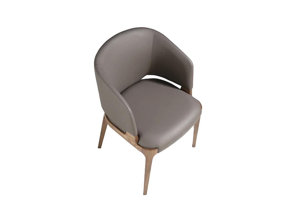 Chaise en bois de frêne et cuir taupe Alissia-Couleur Aqua 90 Noir
