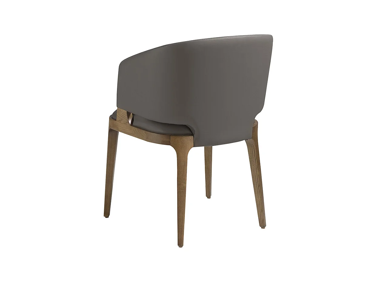 Chaise en bois de frêne et cuir taupe Alissia-Couleur Aqua 90 Noir