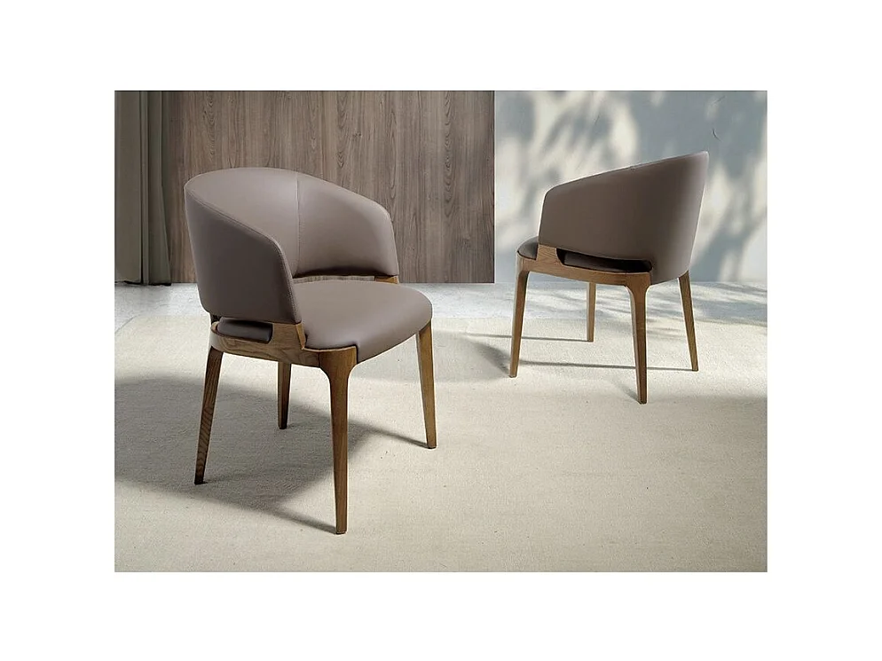 Chaise en bois de frêne et cuir taupe Alissia-Couleur Aqua 90 Noir