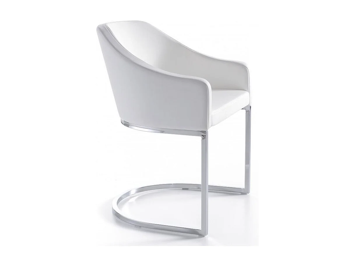 Fauteuil design simili cuir et pieds acier inoxydable Arka - Lot de 2-Couleur Aqua 68 Bleu foncé