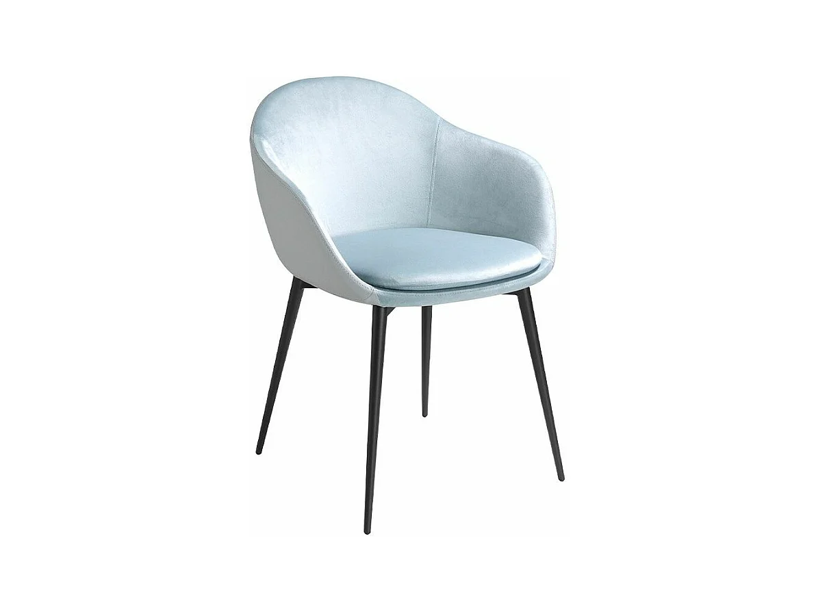 Chaise velours et cuir éco pieds en acier noir Lucie - Lot de 2-Couleur DUO 07