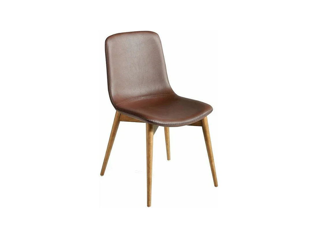 Chaise similicuir et bois de frêne massif Pandora - Lot de 2-Couleur Aqua 11 Camel