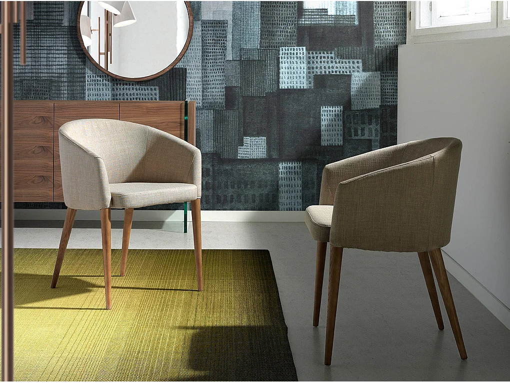 Fauteuil van notenhout en Briza-stof - Set van 2-Kleur MIRAGE 55