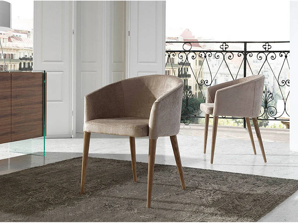 Fauteuil bois noyer et tissu Briza - Lot de 2-Couleur MIRAGE 55