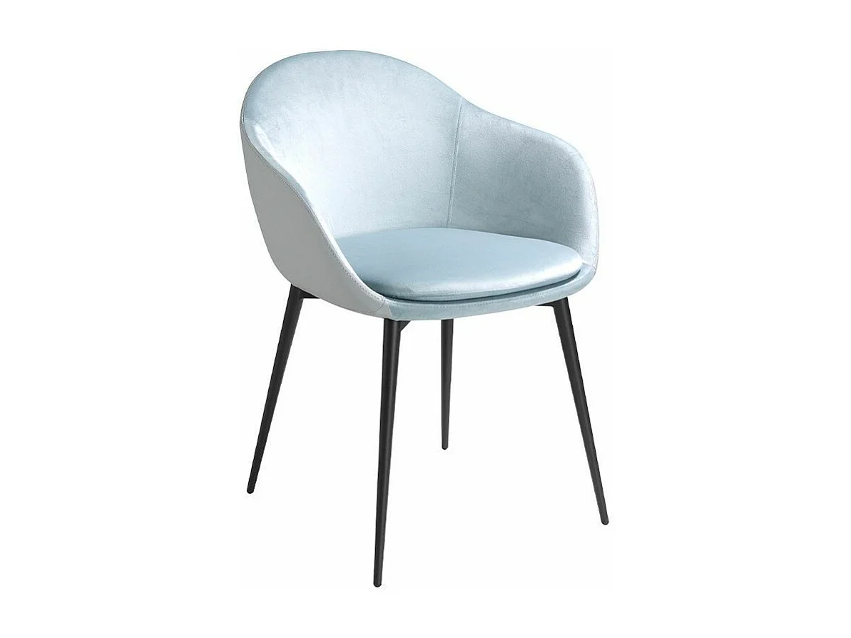 Chaise velours et cuir éco pieds en acier noir Lucie - Lot de 2-Couleur DUO 53