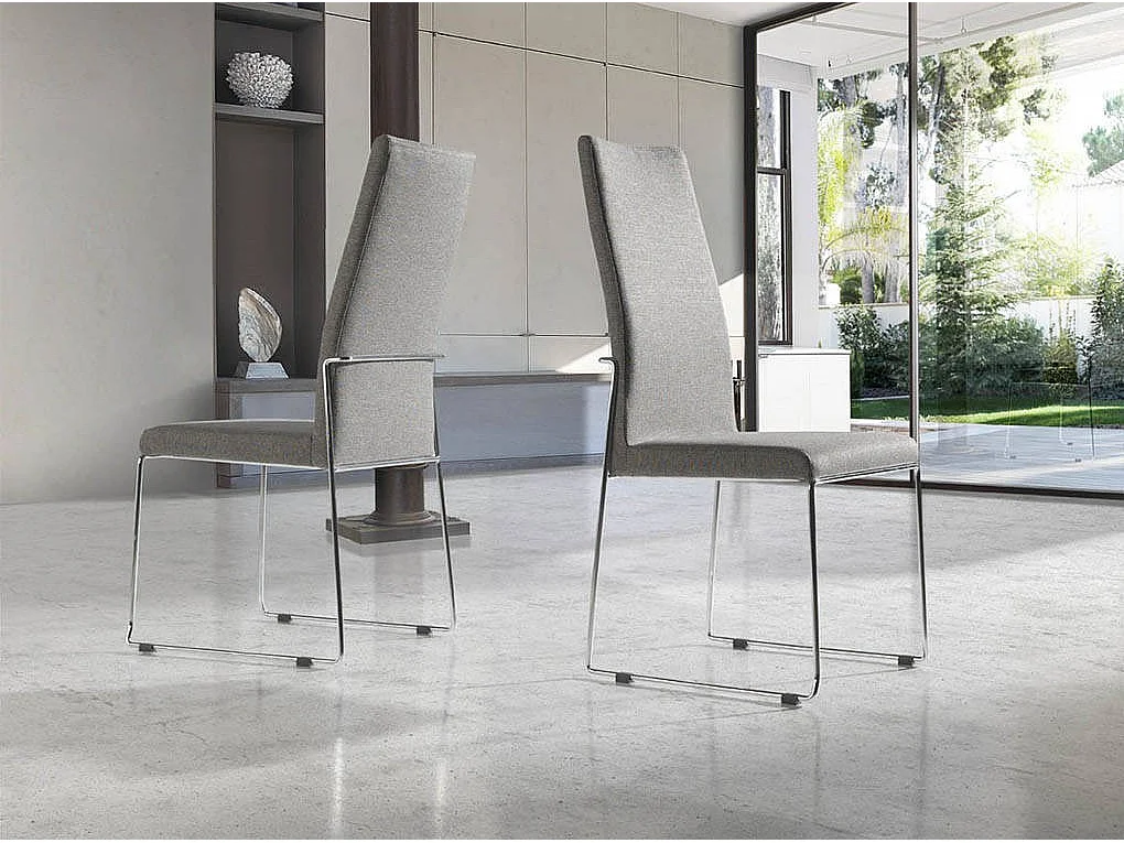 Chaise similicuir et pieds acier inoxydable Capitona - Lot de 4-Couleur Aqua 20 Marron