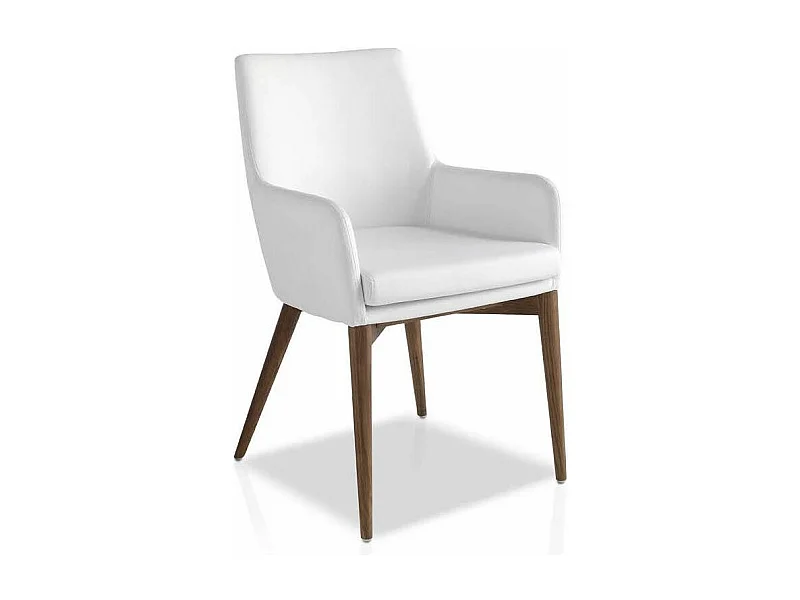 Fauteuil bois noyer et simili cuir Orna - Lot de 2-Couleur Aqua 75 Gris anthracite