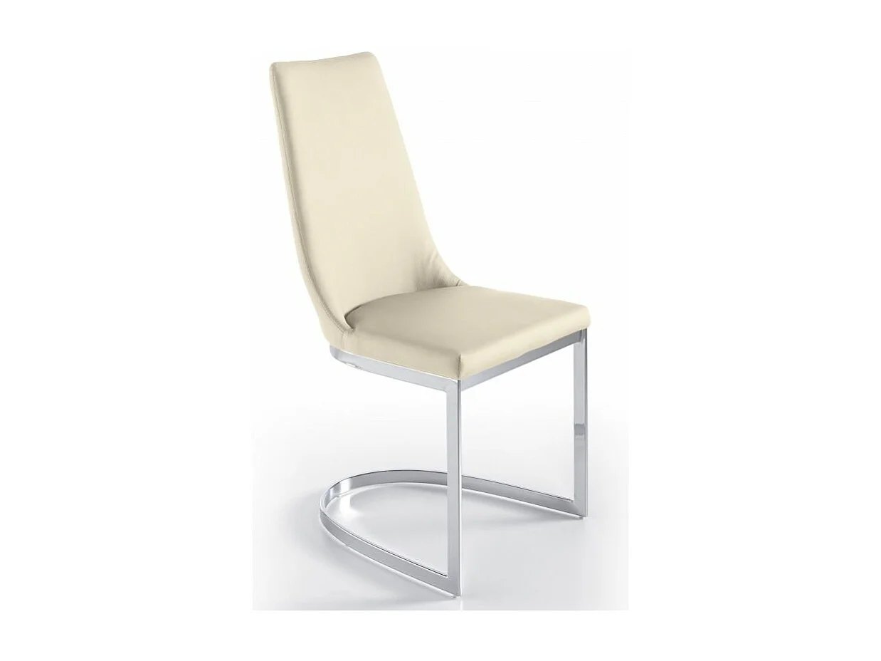 Stari design stoel van kunstleer en chroomstaal - Set van 4-Kleur Aqua 02 Crème