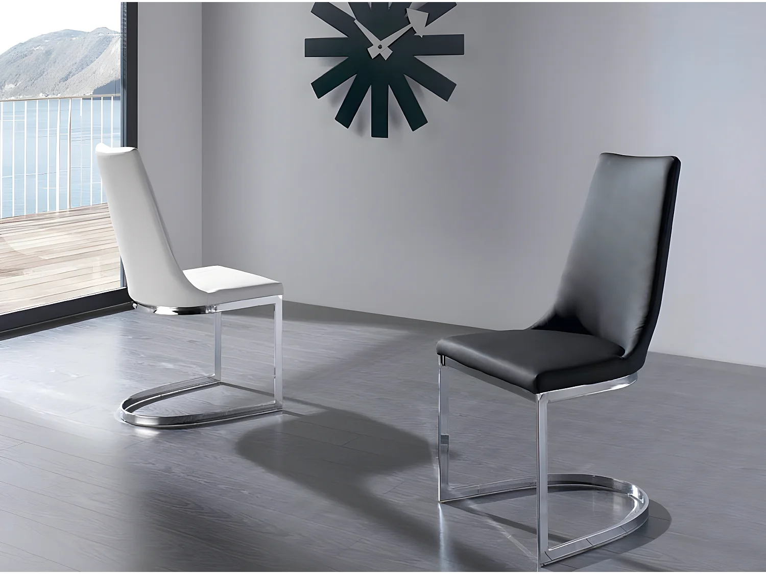 Chaise design simili cuir et acier chromé Stari - Lot de 4-Couleur Aqua 26 Violet