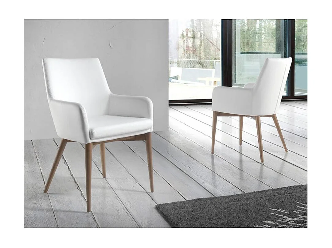 Chaise en bois de frêne et tissu blanc Boris - Lot de 2-Couleur Aqua 04 Beige