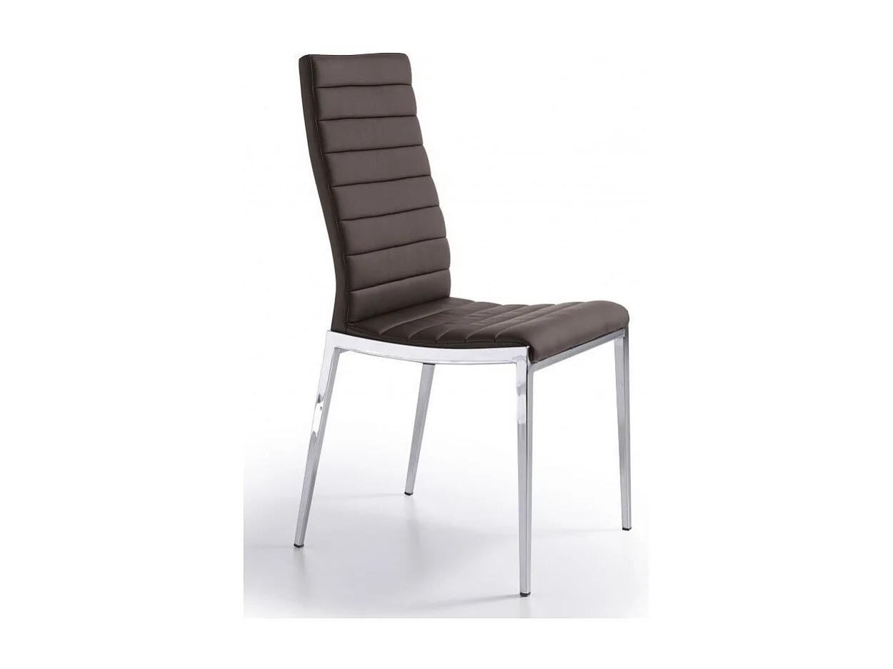 Chaise capitonnée design simili cuir et acier chromé Dina - Lot de 4-Couleur Aqua 11 Camel