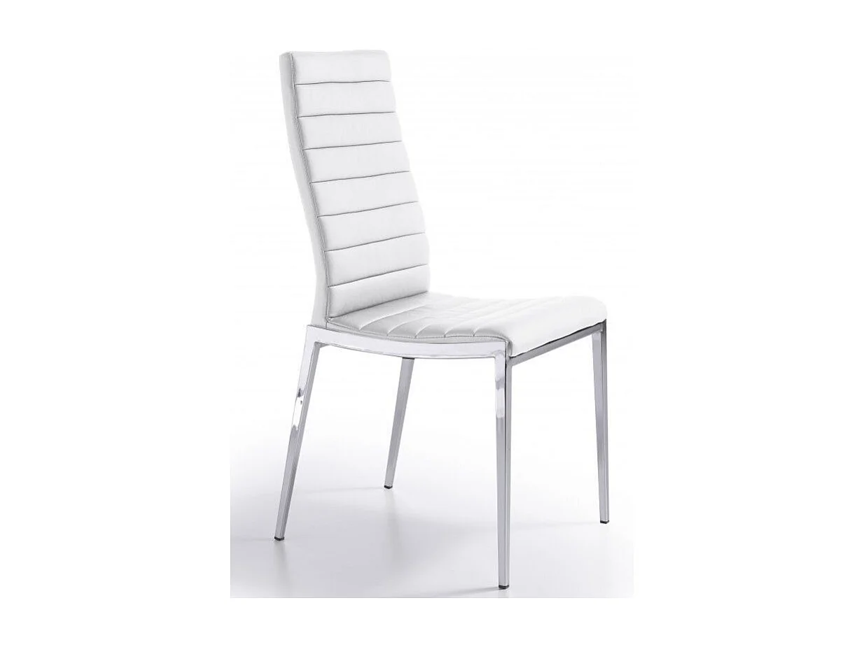 Chaise capitonnée design simili cuir et acier chromé Dina - Lot de 4-Couleur Aqua 11 Camel