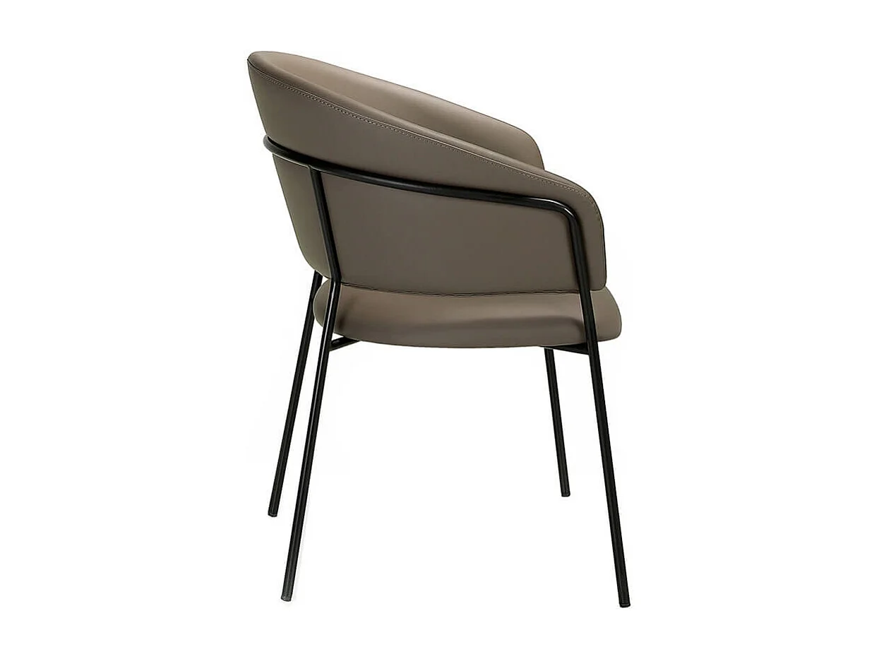 Chaise similicuir de vison et pieds acier noir Rody - Lot de 2-Couleur MIRAGE 36