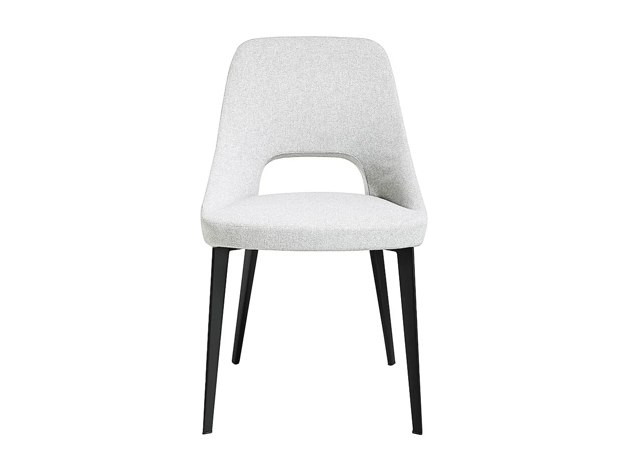 Chaise en tissu blanc et pieds en acier noir Barbra - Lot de 2-Couleur MIRAGE 45