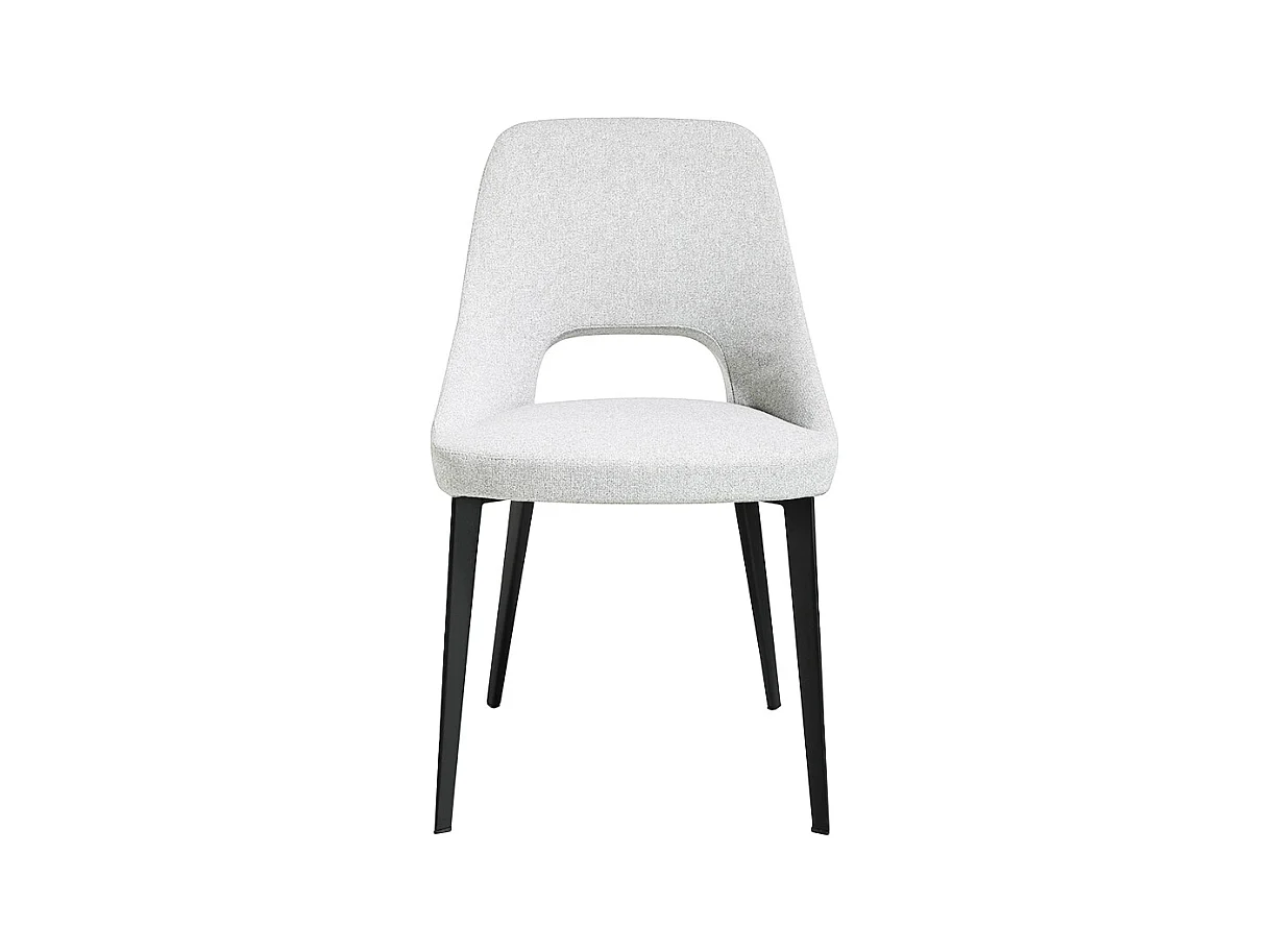 Chaise en tissu blanc et pieds en acier noir Barbra - Lot de 2-Couleur MIRAGE 45