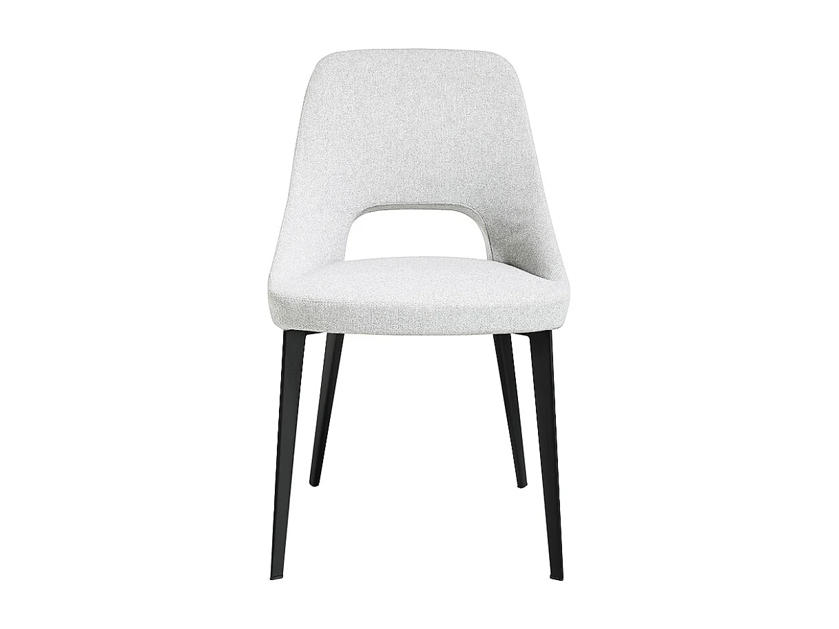 Chaise en tissu blanc et pieds en acier noir Barbra - Lot de 2-Couleur MIRAGE 45